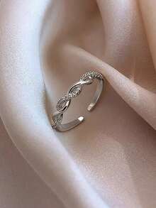 5pcs Fashion Minimalist Cubic Zirconia Multi-Element Open Ring Set Suitable For Women's Daily Wear And Gatherings (Gift Box Not Included) - Silver - View 3
