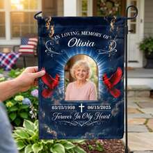 Customized New Flags Personalized DIY Remembering The Garden Flag Guardian Angel Sympathy Quote Custom Photo Pattern Yard Exterior Decor Suitable For Grave Lawn Courtyard Home Styling For Halloween Thanksgiving Christmas Back To School Season - Multicolor - View 5