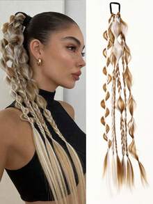 24 Inch Ponytail Wig Handmade Mixed Color Bubble Braid Hair Bundle, Suitable For All Women Hair Types - Color - View 13