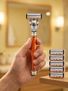 48 Blades, Premium Men's Manual Razor Set - Ultra Sharp 6-Layer Blades, Replaceable Heads, Ergonomic Grip Design, Perfect Gift For Father's Day And Birthday, Reusable Replacement Blades, Essential For Precise And Smooth Shaving (Gift Box Not Included) - 6-layer Blade - View 6