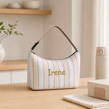 1pc Custom Embroidered Name Lunch Bag, Adjustable Strap Insulated Thermal Cooler Tote Bag, Reusable Lunch Handbag, Large Capacity Food Container Bag - Multicolor - View 17