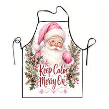 1pc Christmas Santa, Christmas Bell, Christmas Snowflake, Christmas Reindeer, Christmas Tree, Christmas Snowman, Christmas Penguin, Christmas Cartoon Animal Pattern Chef Apron, Apron, Suitable For Home Decor And Kitchen Use. Made Of 100% Polyester Material, Designed As Sleeveless Style, Perfect For Home Kitchen, Outdoor BBQ Cooking. This Printed Apron Is Unisex, Machine Washable And Reusable, A Kitchen Essential - Multicolor - View 13