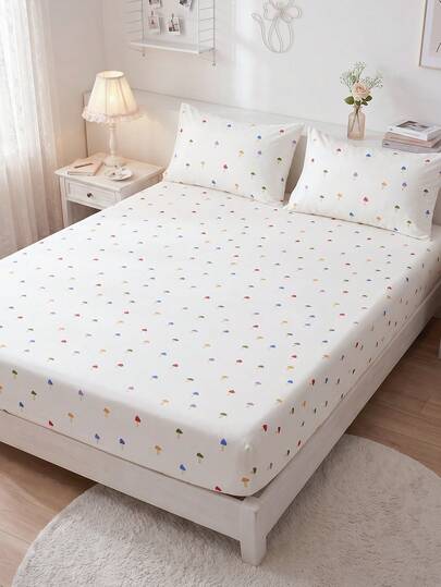 1 pieza Sábana ajustable, Protector de colchón, Cubrecama, Resistente a las arrugas, Transpirable & Cómodo, Se adapta a todos los tamaños de cama, Adecuado para ropa de cama de dormitorio escolar, Decoración de dormitorio, Almohada y funda de almohada no incluidas, Lavable a máquina, Ropa de cama de dormitorio