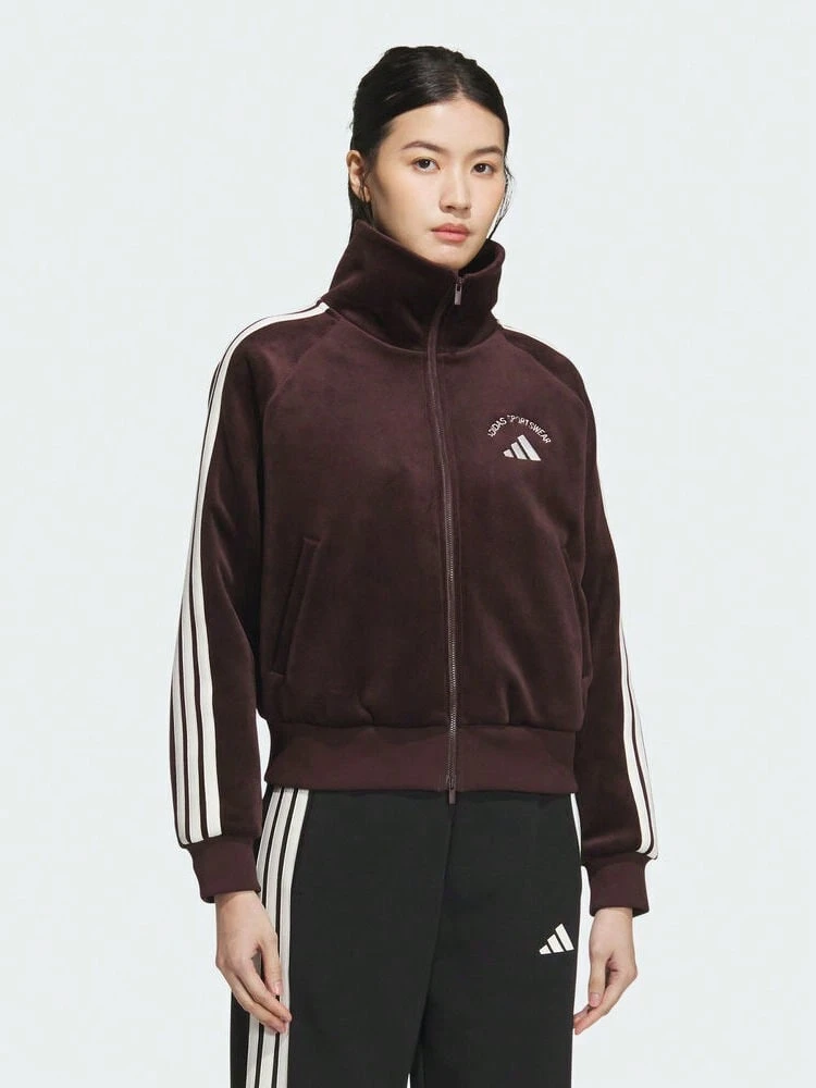 Adidas Women's MS WARM JKT Knit Collarless Jacket KC0035 - Brown - View 1