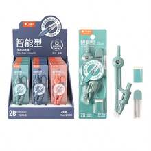 1件小魚學生繪圖2B自動鉛筆智慧鋅合金圓規套組，雙用途圓規 - 多色 - 查看 5