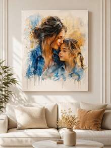 Personalized Watercolor Art Prints - Photo Wall Decor, Ideal For Weddings, Engagements, Pet Memorials And More - Frameless Fabric Art, Perfect Gift For Graduation And Special Occasions ,2026-Collection, Birthday Gift, Aesthetic Home, Gallery Wall - Multicolor - View 3