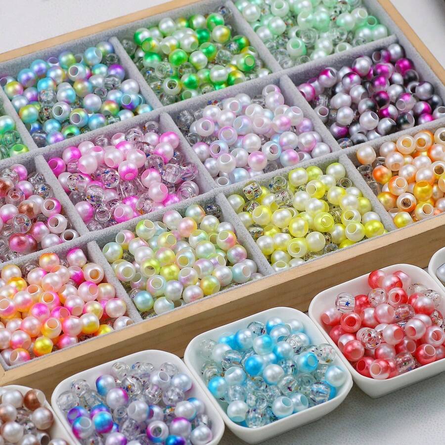100pcs Colorful Acrylic Double-Color Beads, DIY Jewelry Making Materials For Bracelets, Necklaces, Earrings