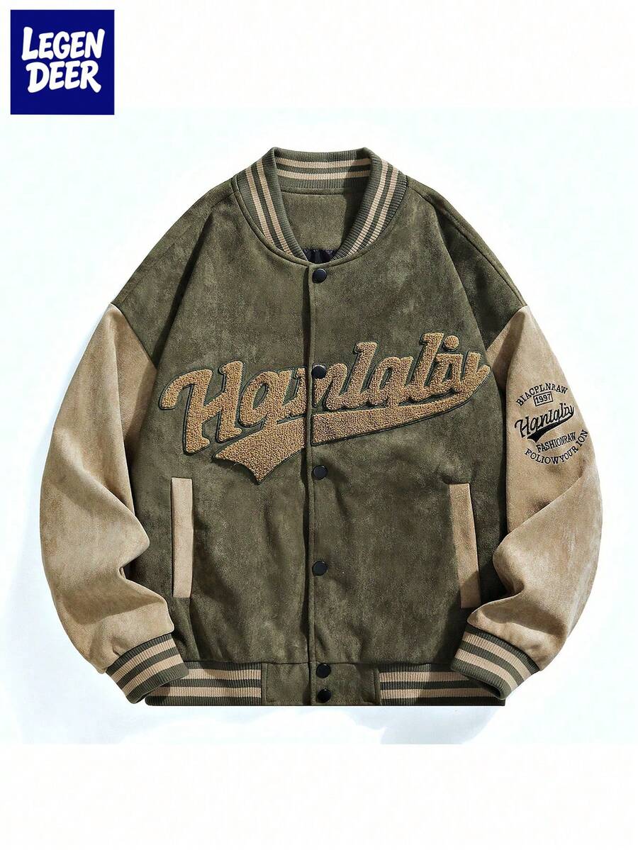 LEGEN DEER Men's Long Sleeve Bomber Jacket Spring & Autumn Casual Couples Jacket - 綠色 - 查看 1
