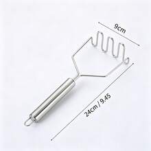 Stainless Steel Manual Potato Masher, Garlic Press, Sweet Potato Puree Maker, Baby Food Grinding Bowl Accessory, Kitchen Tool For Western Cooking, Halloween, Christmas, Carnival - Silver - View 11