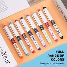 8pcs Quick-Dry Fine Tip Plastic Pens With Removable Caps, Pointed Design, Disposable Direct-Fill Ink Pens, Suitable For Back To School Season - Multiple Styles - View 4