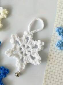 5pcs Handmade Crochet Snowflake Ornaments, Christmas Tree Decorations, Christmas Theme Hanging Decor, Holiday Home Decor, Car Hanging Accessories, Mini Christmas Decorations, Mini Pendants - Multicolor - View 13