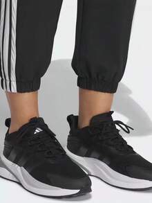 Adidas Women's Three Stripes Comfortable Breathable Woven Sports Pants - Black and White - View 5