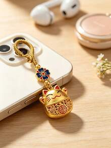 1pc Woven Hollow Lucky Cat Keychain, Chinese Style Peace Pendant, Suitable For Bags And Cars, Vintage Bohemian Style Accessory, Perfect For Women's Holiday, Anniversary And Thanksgiving Gifts - Multicolor - View 3