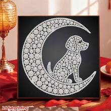 New Pearl Painting Moon And Puppy Pattern Pearl Decor Painting 5D DIY Pearl Painting Kit Suitable For Home Wall Decor Art, Perfect For Various Holiday Gifts, Helps Relieve Stress, Convey Warm Blessings Ideal Handmade Gift Unframed - View 1