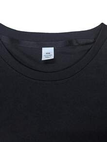 Men's Solid Black Crew Neck Long Sleeve Casual Tee Basic Daily Versatile Top Simple Minimalist Streetwear Fashion Outfit - Black - View 7