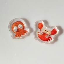 2D FLAT 4-Piece Set Of Acrylic Buttons Featuring Octopus And Crab Designs, Suitable For DIY Headwear, Phone Cases, Doll Decorations, Exquisite Clothing Embellishments, Shirt Cuffs, And Collar Decorations - 4 - View 2
