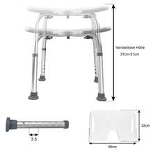 Höhenverstellbarer Duschhocker, Badhocker mit Aluminiumgestell und Sitzfläche, Badezimmerhocker für Dusche und Badewanne, Rechteckiger Duschsitz - 37-51 cm - Übersicht 5