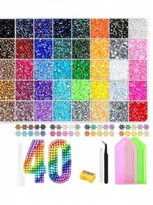3mm Mixed Color AB Resin Flat Back Rhinestone Jelly Rhinestone DIY Clothing Phone Rhinestone Set, Suitable For DIY Crafts Mother's Day Gift, 40 Colors Rhinestone Create Bright Bedroom Atmosphere, 40 Vibrant Colors - Multicolor - View 11