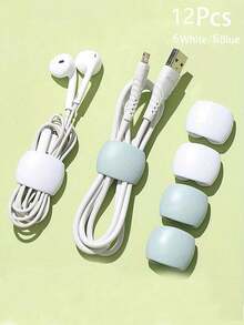 6pcs/12pcs Mixed Desktop Cable Clips Organizer, Office, Travel, Home Universal, Multi-Function Cable Clips, Suitable For Chargers, Earphones, USB Cables, Back To School Season Practical - Multicolor - View 15