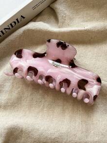 4pcs/1pc Women's 11.5cm/4.53in Large Square Pink White Tortoise Brown Leopard Print Plastic Lightweight Hair Claw Clips, Fashion Versatile Premium Elegant Minimalist Solid Color Hair Accessories For Daily Wear, Casual, Party, Commute, Vacation, Hair Styling, Washing Face, Bathing, Makeup, Outfit Matching, Hair Clips (Letters Are Single-Sided And Have No Meaning) - Multicolor - View 8