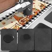 1pc Thanksgiving Gnome Pattern, Non-Slip Faucet Drain Mat, Suitable For Kitchen, Bathroom Sink, Countertop, Drain Mat, Diatomaceous Earth Basin, Cuttable Quick-Dry Mat - Multicolor - View 10