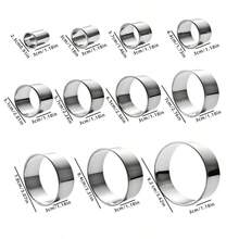 11-Piece Stainless Steel Round Cookie Cutter Set, Baking Molds For Cakes, Donuts, And Crafts; Suitable For Cutting Fudge, Jelly, Cheese, Soft Fruit, Pancakes, Soap, And Craft Clay; Dishwasher . - View 12