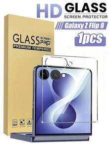 1 buah, Kompatibel dengan Galaxy Z Flip 8/7/6/5, Pelindung Layar Kaca Tempered Definisi Tinggi Cakupan Penuh, Film Kaca Tempered Kekerasan 9H - Clear - View 1