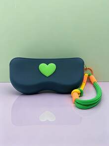 1 Peça Bolsa de Armazenamento de Óculos em Formato de Coração de Silicone com Corda Trançada à Mão, Cor Aleatória, Bolsa de Óculos Fashionável de Cor Fresca - Multicolorido - Visão 4