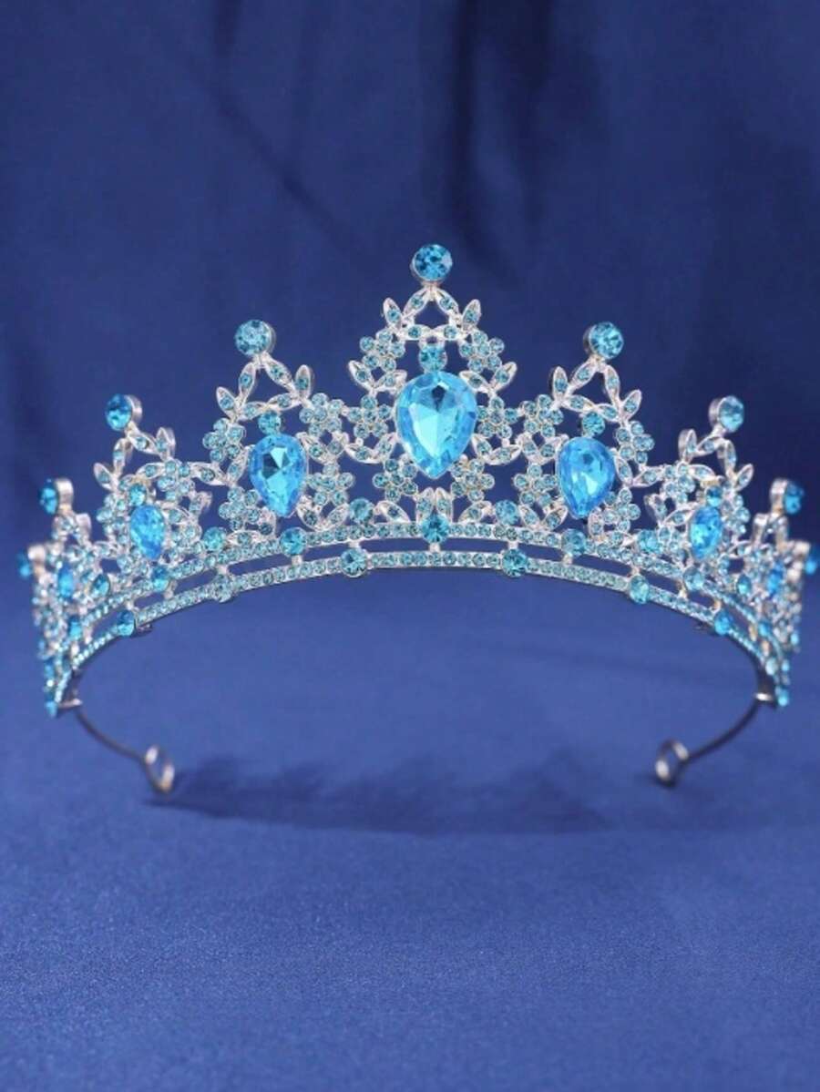 1pc Minimalist Queen Crown Bridal Party Wedding Jewelry - Baby Blue - View 1