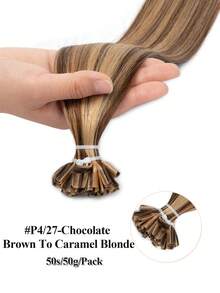 16-22 Inch U-Shaped Hair Extensions, Remy Human Hair, 1g/Strand, 25S And 50S Optional, Keratin Hot Melt, Easy Installation, Long-Lasting, Straight, Soft, High Quality Hair Accessory - Multicolor - View 57