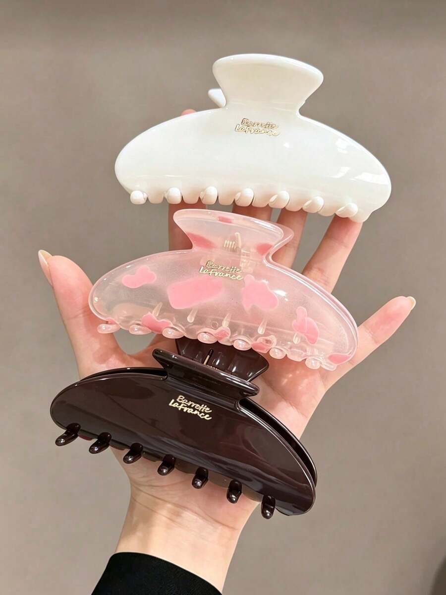 3件/1件 女款 10.6cm/4.13in 白色粉色棕色塑膠髮夾 時尚百搭高級優雅極簡純色髮爪 浴室髮飾 適合日常穿著、休閒、派對、通勤、海灘、度假、紮髮、馬尾、盤髮、洗臉、洗澡、化妝、搭配衣著、髮飾、髮夾(金標為單面) - 彩色 - 查看 1