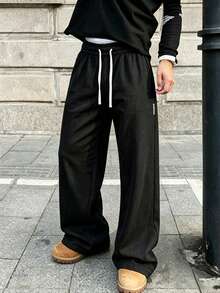 Summer Relaxed Fit Pants! Men's Wide Leg Breathable Linen Straight Leg Casual Long Pants - Black - View 1