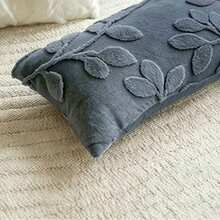 2pcs Leaf Embossed Fluffy Pillow Covers, Mixed Sizes 43x43cm And 30x50cm, Soft And Plush Cushion Covers, Sofa Bedroom Decorative Pillowcases, Pillow Inserts Not Included - Grey - View 4
