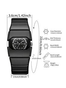 Women's Gift Watch With Asymmetrical Digital Dial, Personalized Creative Fashion Casual Quartz Watch, Gift For Friends (1pc/Set) Watch Box Not Included - Black - View 4