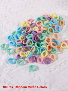 100Pcs Girls Minimalist Colorful 0.8 Inch Diameter Finger Size Hair Ties, Cute Non-Damaging Hair Bands Ponytail Holders Hair Accessories Suitable For Daily Use - 彩色 - 查看 6