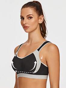 MELENECA Women's High Impact Support Wirefree Bounce Control Plus Size Workout Sports Bra - Black - View 5