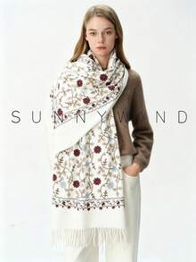 1pc Women's Embroidered Ginkgo Leaf Casual Fashion Versatile Autumn/Winter Daily Wear - White - View 6