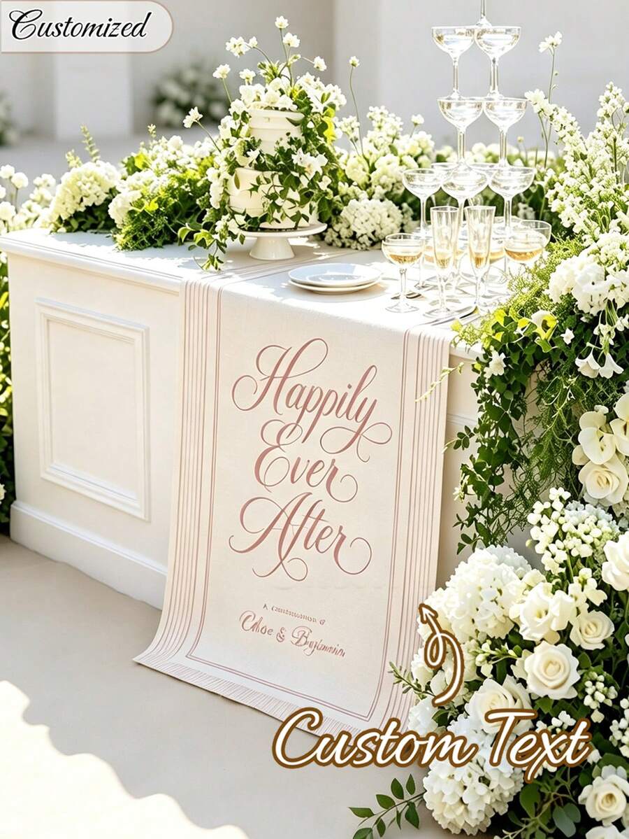Pancarta de Bienvenida de Boda Personalizada, Mantel de Boda, Letrero de Evento de Bar a Rayas Personalizado, Pancarta de Evento de Bar, Nombre y Fecha Personalizables