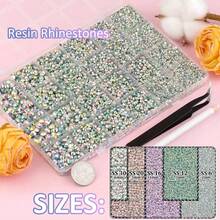 24-Grid DIY Rhinestone Decoration Set, 3mm Iridescent Flat-Back Resin Gems With Accessories, For DIY Crafts, Clothing, Art, Cups, Jewelry, Phone Cases And More, Holiday Gift - DIY Rhinestones - View 2