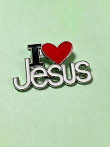 I Love Jesus 心形胸針－信仰字母別針，適用於包包、夾克配件禮物 - 彩色 - 查看 3