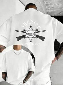 Camiseta de Hombre Estilo Casual Urbano con Estampado Gráfico de Pistolas Cruzadas del Departamento de Policía, para Uso Diario en Verano, Regalo para Novio o Esposo - Blanco - Ver 2