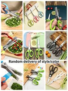 Multi-Layer Stainless Steel Chive Cutter, Portable Multi-Blade Kitchen Herb Scissors, Quickly Chop Chives And Parsley, Suitable For Christmas, Kitchen Use, Kitchen Accessories, Kitchen Scissors, Home Decor, Kitchen Decor, Knife Set, Halloween - Multiple Styles - View 11