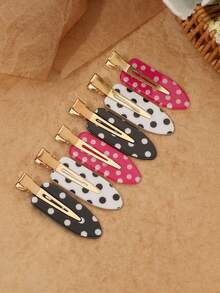 6PCS Vintage Polka Dot Print Cute Women's Hair Clips, Suitable For Daily Life, Date, Party Styling Decoration Women's Hair Accessories - Multicolor - View 1