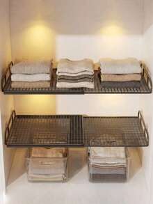 Estantería de almacenamiento expandible para armario - Estantería de almacenamiento vertical ahorradora de espacio con estantes de altura ajustable, perfecta para almacenar ropa, zapatos y gabinetes - Fácil de instalar, ideal para la organización del armario y el almacenamiento del hogar - Ver 3