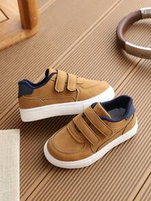1 Pair Boys' 2026 Spring/Autumn Versatile Girls' Sports Casual Skate Shoes, Breathable - Khaki - View 2