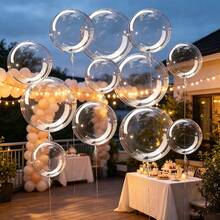 12pcs/Set (4pcs Each Of 24", 18", 12") Transparent Bobo Balloons, Suitable For Birthday Party Decoration, Theme Party Setup, Wedding Decoration, Indoor/Outdoor Atmosphere Decoration, Photo Props - Multicolor - View 3