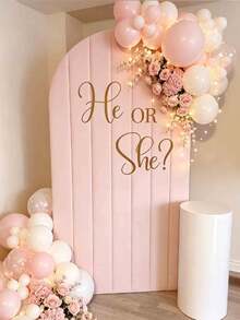 1pc He Or She English Phrase Wall Sticker Decor For Living Room, Bedroom, Party Background, Self-Adhesive Removable, Suitable For Baby Shower, Gender Reveal Party, Baby Party, Halloween Baby Party Decoration - Multicolor - View 4