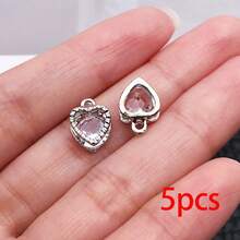 5/10pcs Minimalist Open Frame Geometric Rhinestone Dangle Charms Star Heart Floral Crystal Jewelry Findings For Earrings Bracelets Necklaces - Silver - View 16