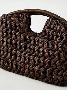 CAJUNI 2026 New Natural Fiber Clutch, Handwoven Raffia Grass Summer Beach Bag, Straw Woven Bag - Coffee - View 4