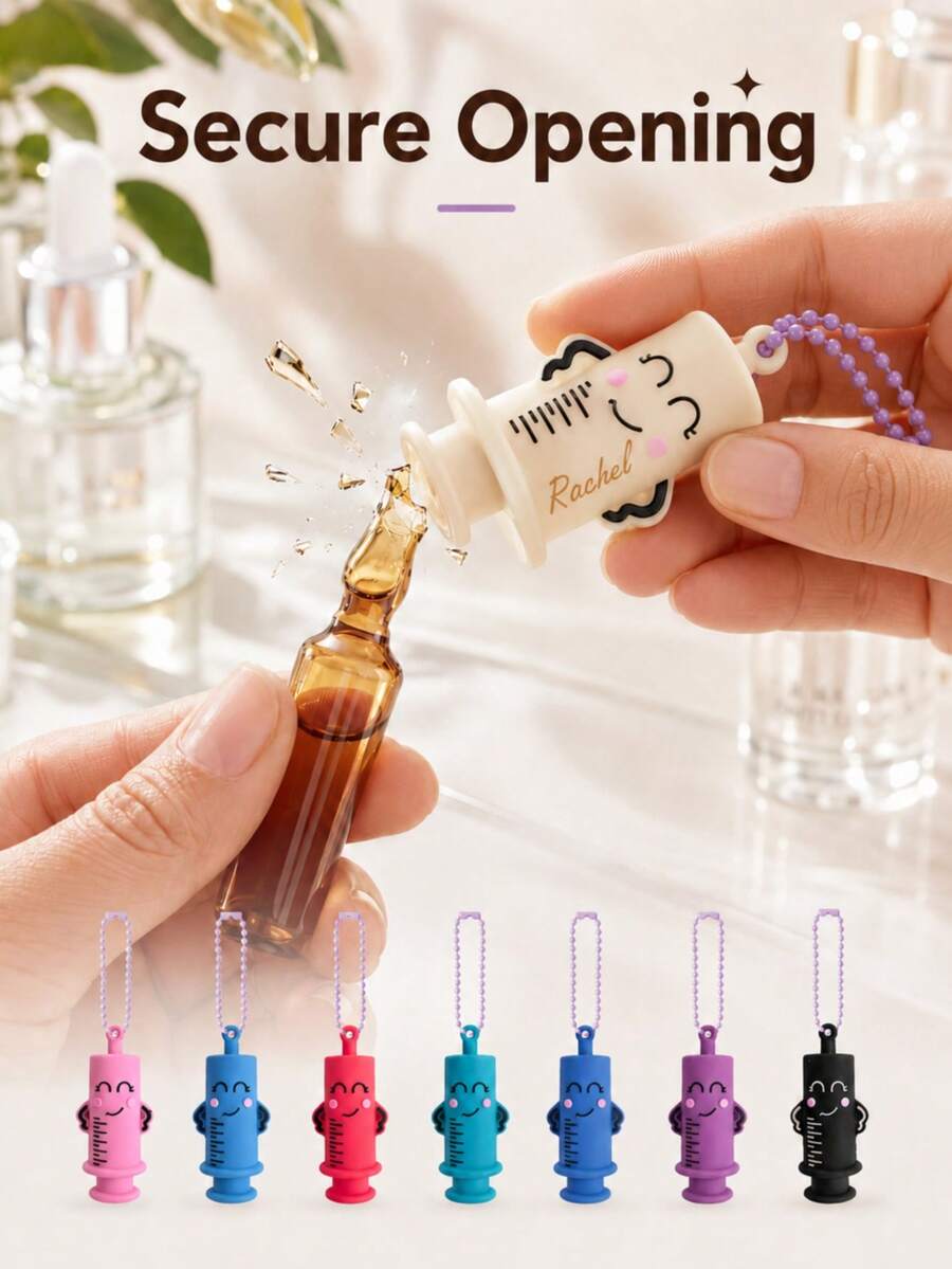 Syringe-Shaped Ampoule Opener Keychain, Bottle Cap Opener Keychain, Rubber Cutter, Auxiliary Medicine Bottle Opening Tool, Suitable For Nurses And Doctors - Multicolor - View 1
